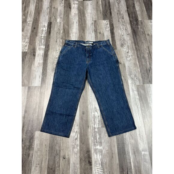 Carhartt Carpenter Jeans Loose Fit Utility Denim Men's Size 38x30 Dark Wash - Picture 1 of 5